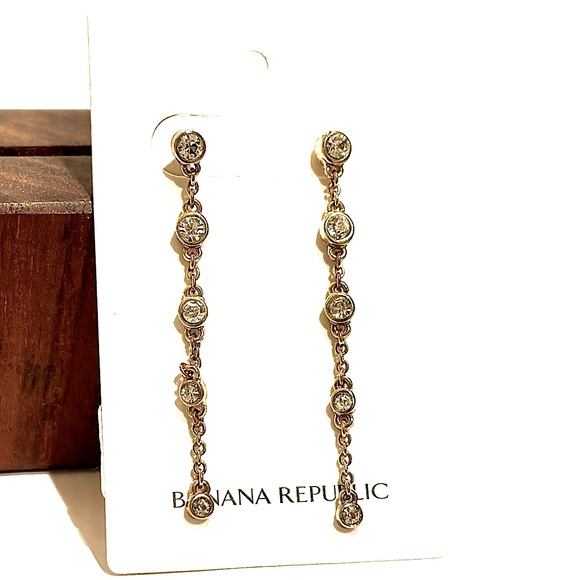 BANANA REPUBLIC gold crystal dangle earrings | NWT - Picture 1 of 5